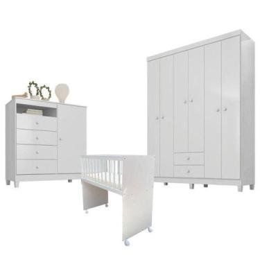 Imagem de Quarto Bebê 6 Portas Ternura Baby E Mini Berço Moisés Alegria Com Colc