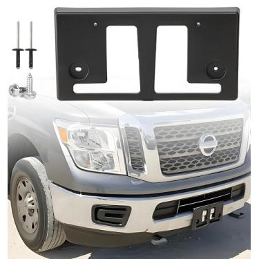 Imagem de FASTCHE Suporte para quadro de placa de carro para para-choque dianteiro compatível com Nissan Titan XD 2016 2017 2018 2019 Substituir # NI1068134 96210-EZ00B 96210EZ00B