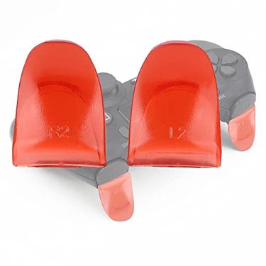 Imagem de GOWENIC L2 R2 Trigger Extenders para PS 4, 1 par L2 Botões R2 Extensão de Extensões de Gatilho para o Controlador PS 4, Design Estendido e Anti-deslizamento (Vermelho)