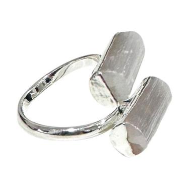 Imagem de Anel Pedra Natural Selenita Bruta - Ajustável - Equilíbrio Pedras Natu