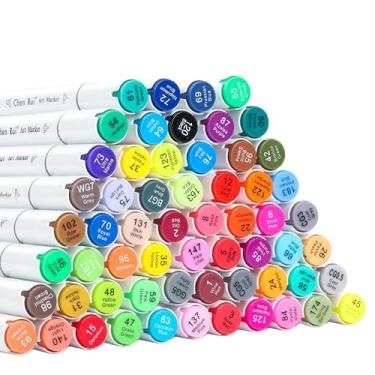 Imagem de Estojo 60 Cores Caneta Ponta Dupla Marcador Permanente, Canetinha Duas Pontas para Colorir Desenho Lettering Profissional e Escolar