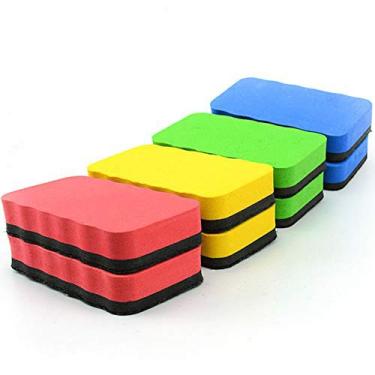 Imagem de Onwon 4 peças de borracha magnética para quadro branco apagável a seco, apagável a seco, ímãs para quadro negro, limpador, limpador, canetas e marcadores para sala de aula, escritório, casa, escola
