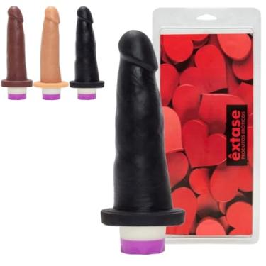 Imagem de Prótese Pênis Com Vibrador Interno 14,8 X 3,6Cm Conforto e Prazer Intenso Satisfação Total [PRETO] VN11