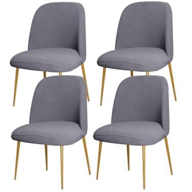 Imagem de 4pcs Curved Back Upholstered Dining Chair Covers, Armless Stretch Chair Cover, Reusable Protector Dining Chair for Office Dining Room Banquet Home Party Decor(New gray)