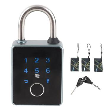 Imagem de Padlock de impressão digital Smart Keyless sem chave Pesquisa de bloqueio biométrico Biométrico Padlock Aluminum Loy Segunda à prova de intempéries para a academia de escritório (App de bloqueio TT)