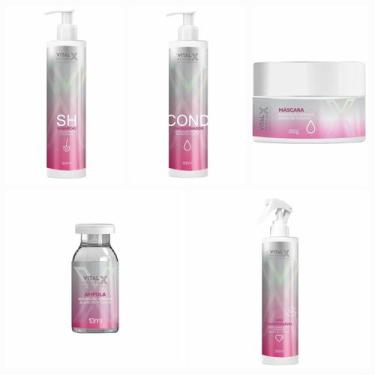 Imagem de kit cabelos olesosos finos delicados leve com 5 produtos shampoo masca