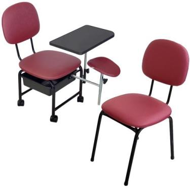 Imagem de Kit Cirandinha Manicure E Cadeira Para Cliente Bordô Facto - For-ty