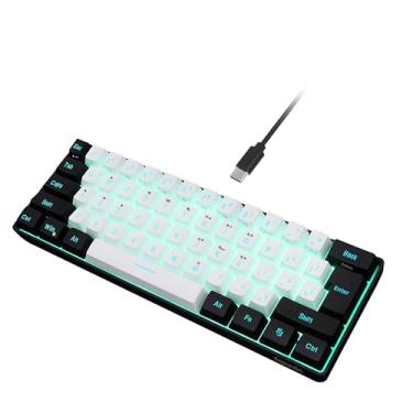 Imagem de Snpurdiri Teclado para jogos 60% com fio, mini teclado RGB retroiluminado, à prova d'água, pequeno, ultracompacto, teclado de 61 teclas para PC/Mac Gamer, digitador, viagens, fácil