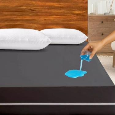 Imagem de Revestimento de colchão com zíper, tamanho duplo, protetor de colchão 100% poliéster à prova d'água, capa de colchão premium com zíper com proteção de seis lados, capa de colchão absorvente com bolso