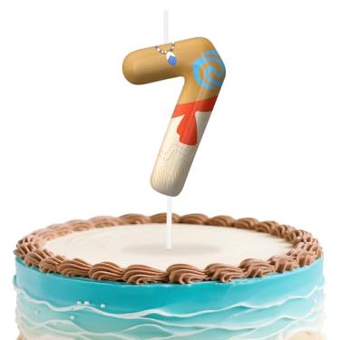 Imagem de Velas de aniversário número 7 do Havaí, topo de bolo com tema de ilha para decoração de bolo para meninos e meninas, decorações de aniversário, suprimentos de festa, velas numéricas para decoração de