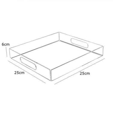Imagem de Bandeja De Acrilico Platina 25X25Cm Transparente Cristal - Oc Shop