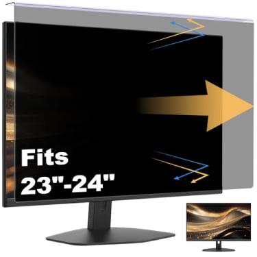 Imagem de Protetor de tela de privacidade para computador pendurado compatível com monitor panorâmico de mesa de 23,6/23,8/24 polegadas 16:9 - filtro antirreflexo e luz azul - Design de pendurar para fácil