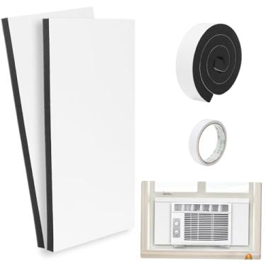 Imagem de HOXHA Kits de painéis laterais AC, kit de janela de isolamento de espuma de ar condicionado com 2 unidades, vedação de acessórios de ar condicionado, 43 cm × 22 cm × 20 cm, branco