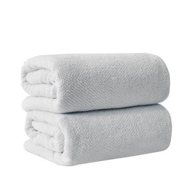 Imagem de Lençóis de banho cinza claro - 100% algodão extragrande pacote com 2 toalhas 68x35 extra grande - absorvente, secagem rápida, toalha de banho grande durável para decoração de banheiro