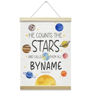 Imagem de Nopoben Moldura de suporte de pôster do sistema solar, arte de parede em tela do espaço sideral, decoração de parede de planetas para crianças, sala de aula, berçário, sala de jogos, decoração