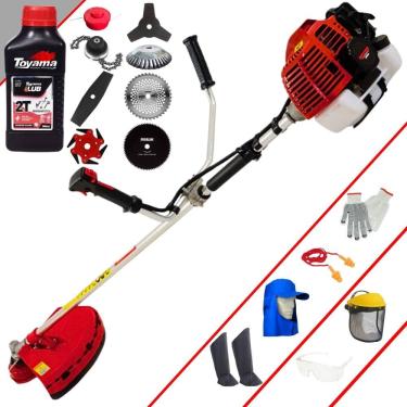 Imagem de Roçadeira Lateral Kawashima KW43L À Gasolina 43cc 1,7HP Para Todos os Tipos de Trabalho Com Carretel + Kit de 7 Opções de Cortes + EPI + ÓLEO TOYAMA
