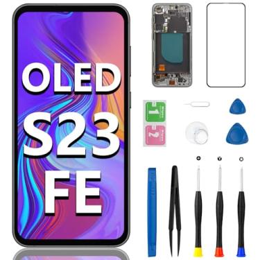Imagem de Substituição de tela OLED para Samsung Galaxy S23 FE 5G com botão lateral de moldura SM-S711U SM-S711U1 SM-S711B Display LCD Touch Digitalizador Montagem completa com kit de ferramentas de reparo