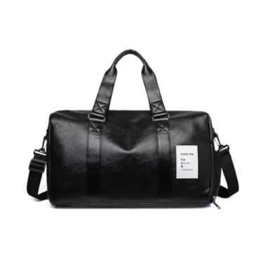 Imagem de Bolsa de Mão Transversal de Viagem Bordo Academia em Couro Ecológico com Alça Removível (Preto)