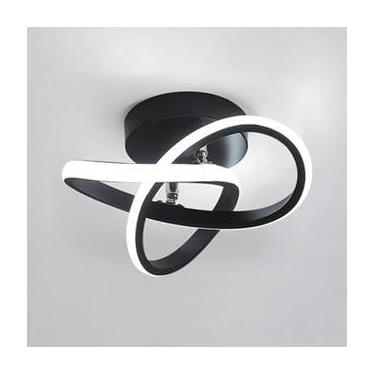 Imagem de Luminária de Teto Pendente LED Moderna 3 Cores Lustre Espiral Plafon para Sala, Quarto, Cozinha e Corredor – Design Criativo e Durável(Preto (B1))