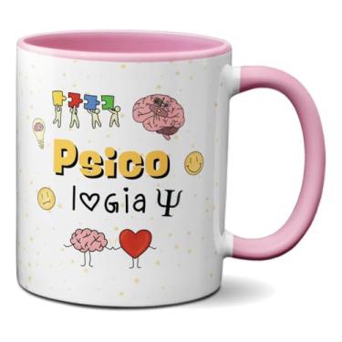 Imagem de Caneca Psicologia Símbolos Profissão Criativa Psicólogos (Rosa)