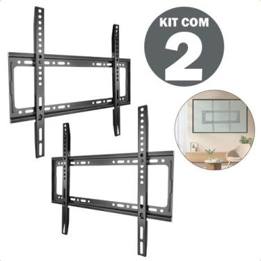 Imagem de Kit 2 Suporte de Televisão Smart Fixo 23 a 63 Pol Até 50Kg Preto Com P