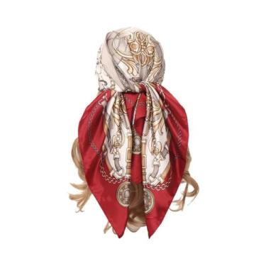 Imagem de Lenço De Seda Feminino 90x90cm, Quatro Estações, Hijab, Bandana, Envol