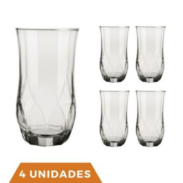 Imagem de 4 Copos Ópera Vidro Transparente Redondo 360ml Durável Nadir - NADIR F