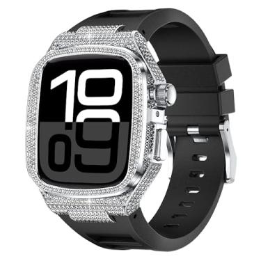 Imagem de VeveXiao Capa robusta com pulseira de metal compatível com Apple Watch Series 10 de 46 mm, capa protetora de metal com pulseira de silicone à prova de choque, para Apple Watch Series 10 de 46 mm