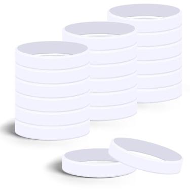 Imagem de Lesnala 24 pulseiras de silicone em branco de cor branca, pulseiras de borracha de cor sólida, pulseiras elásticas para eventos, homens, mulheres, adolescentes, jogos, equipes, lembrancinhas de festa