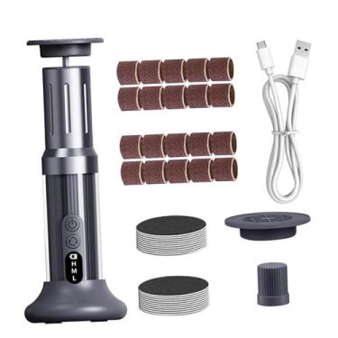Imagem de FashionCha Removedor de calos elétrico, ferramentas para pedicure, lixamento grosso e fino, lixamento de unhas de 3 velocidades com cabeça de substituição para, Cinza Escuro