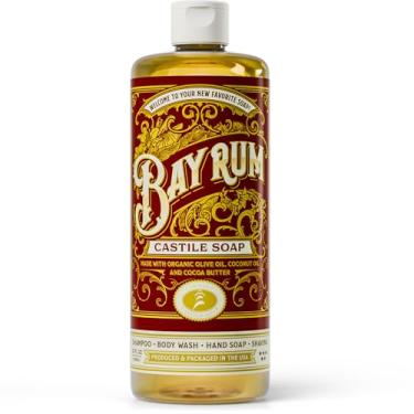 Imagem de Carolina Castile Soap Bay Rum Scent – Base orgânica certificada, alto teor de azeite de oliva, não seca, feito com óleos orgânicos, sabonete corporal natural concentrado para homens e mulheres (rum