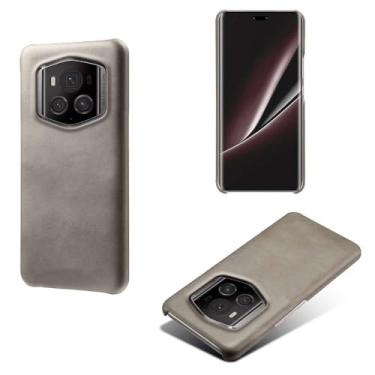 Imagem de Capa para Honor Magic 6 RSR,Proteção contra quedas,Casca de volta de cor sólida simples,Design de couro de imitação de plástico-Gray