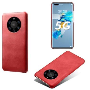 Imagem de Capa para Huawei Mate 40 PRO PLUS,Proteção contra quedas,Casca de volta de cor sólida simples,Design de couro de imitação de plástico-Red