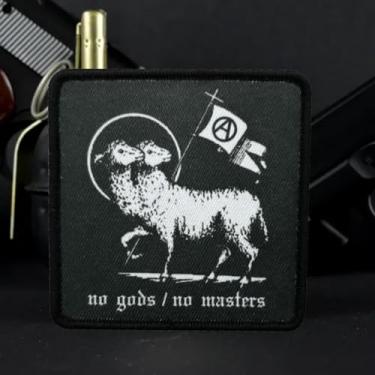 Imagem de Patch de moral estilo punk No Gods/No Masters - Patch tático de ovelha para equipamento militar, mochilas, bonés de beisebol de operador, porta-placas e coletes - Patch de moral