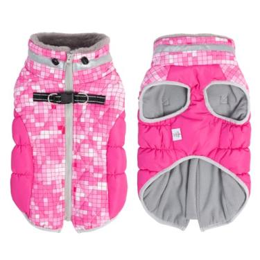 Imagem de Casaco de inverno impermeável para cães com arnês, jaqueta refletiva quente para cães com zíper para clima frio, roupa de neve para cães pequenos, médios e grandes YRFN05XXL