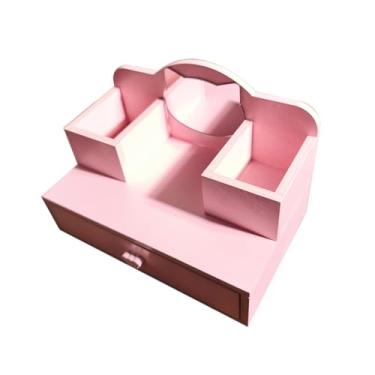 Imagem de Dynwave Miniatura de madeira para casa de bonecas, penteadeira, pequena caixa de armazenamento, modelo em escala 1/12, móveis em miniatura para artesanato em