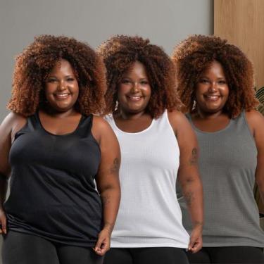 Imagem de Kit 3 Regata Dry Fit Feminina Academia Manga Curta Fitness - Blanco St