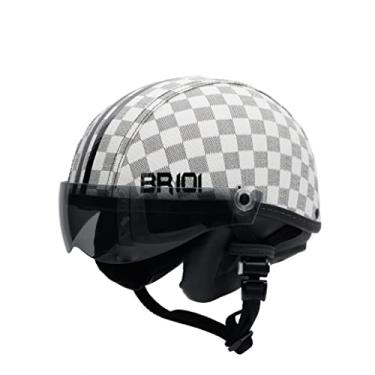 Imagem de Capacete Coquinho Scooter Elétrica Bike Skate Patinete BR 101 Premium Viseira Fume (Xadrez Branco, M - VESTE 57/58)