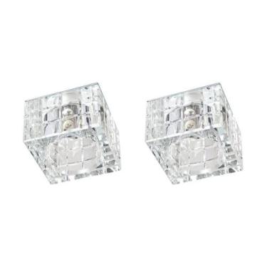 Imagem de 2 Spot Quadrado Cristal K9 Embutir 7cm Banheiro Sala AC974 - Acende a 