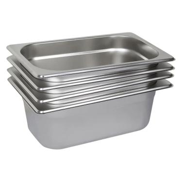 Imagem de 4 Cubas Gastronômica Buffet GN 1/4 65mm Aço Inox Sem Alça