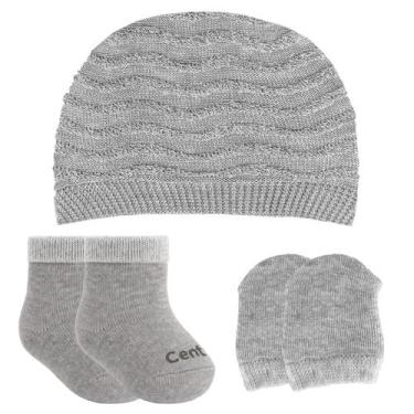 Imagem de Kit 5 Peças Conjunto Enxoval Cinza Para Bebê Roupa Recem Nascido - Cen
