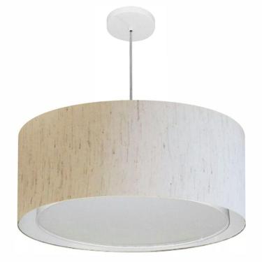 Imagem de Lustre Pendente Cilíndrico Duplo Vivare Md-4298 Cúpula Em Tecido 60x30cm - Bivolt Linho...