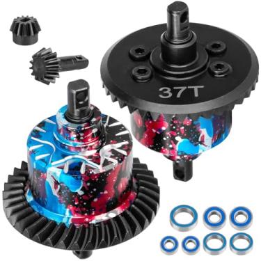 Imagem de BRCatWPark Front Rear 37T Differential Gear Upgrades Part for 1/10 Slash 4X4 (VXL)/Rustler 4X4 (VXL)/Stampede 4X4 (VXL)/Jato 4X4 VXL4WD,XO-1,RC Steel #45 Diff Set Hop Ups,Colorful(Navy Blue Red Tone)