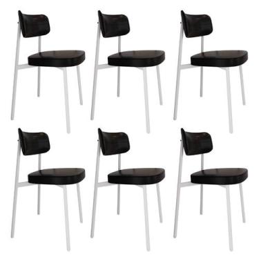 Imagem de Conjunto 6 Cadeiras de Jantar Alloa Revestimento Sintético Est.Branca 