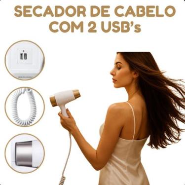 Imagem de Secador Branco Fixo Compacto Para Hotéis 220V - ROMI, 220V