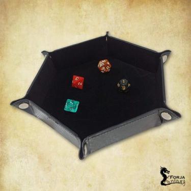 Imagem de Bandeja de dados Hexagonal em Couro - RPG, Preto
