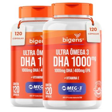 Imagem de Ultra Omega 3, DHA 1000MG, EPA 400mg, com vitamina E - Certificado MEG-3, 120 Cápsulas, Bigens, Kit 2x