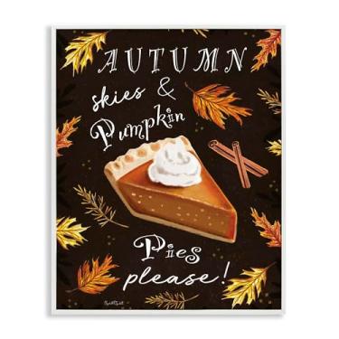 Imagem de Stupell Industries Arte giclée emoldurada branca com céu de outono e tortas de abóbora, design por Elizabeth Tyndall, 14 x 11