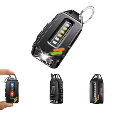 Imagem de MAKDAK Chaveiro EDC recarregável – 500 lúmens 9 modos poderoso mini chaveiro leve com IPX7 à prova d'água, lanterna magnética de bolso com clipe para acampamento, ao ar livre, emergência