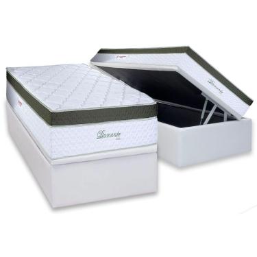 Imagem de Cama Box Baú Solteiro: Colchão Molas Ensacadas Paropas Diamante Extra White + Base CRC Linhão White (88x188)